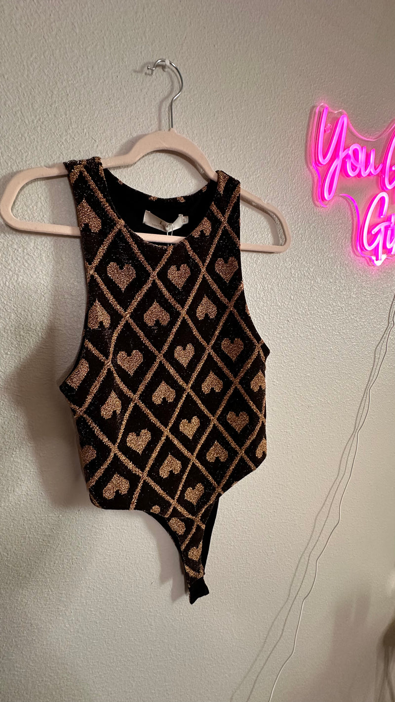 GOLD AND SILVER HEART BODYSUIT - Brenlee The  Boutique 