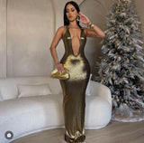 Gold Godess Maxi Dress - Brenlee The  Boutique 