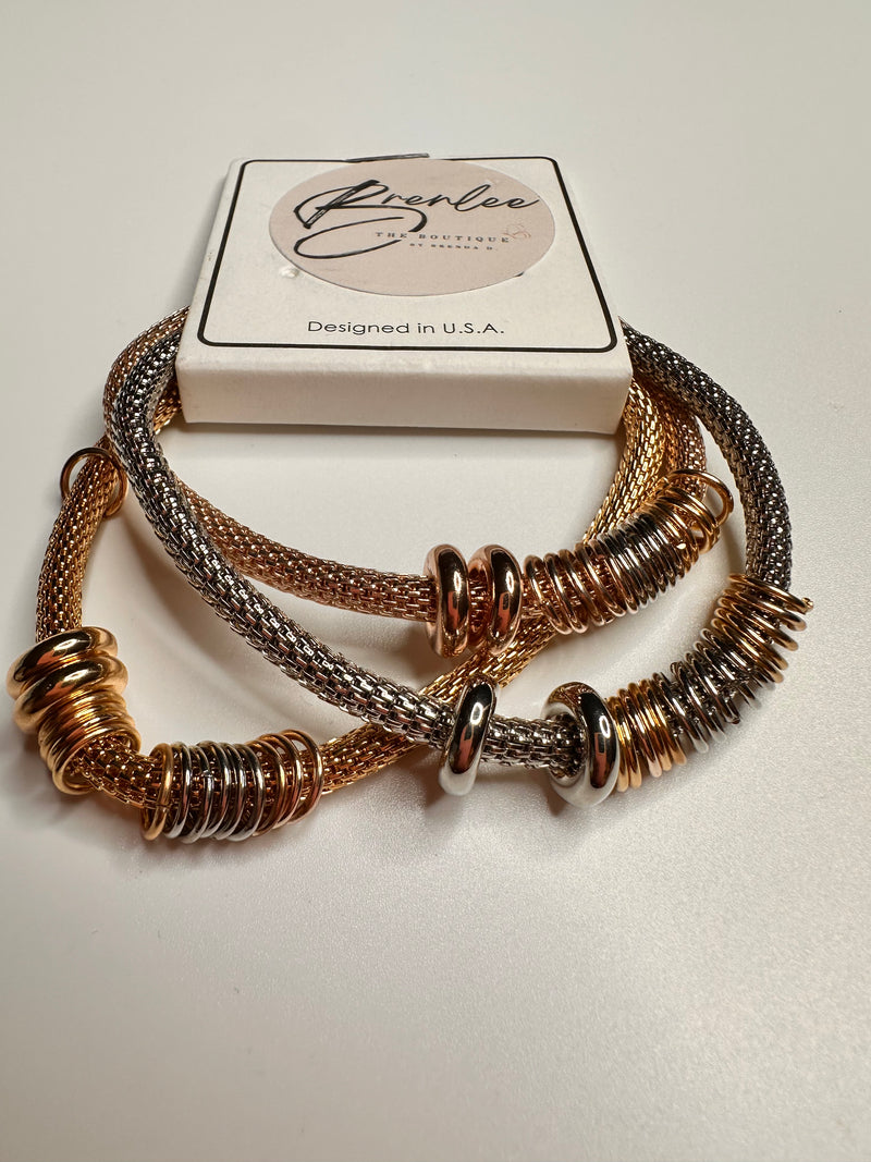 Beautiful set  of 3 tones bracelet - Brenlee The  Boutique 