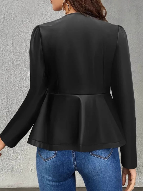 Peplum Zip Up Long Sleeve Jacket