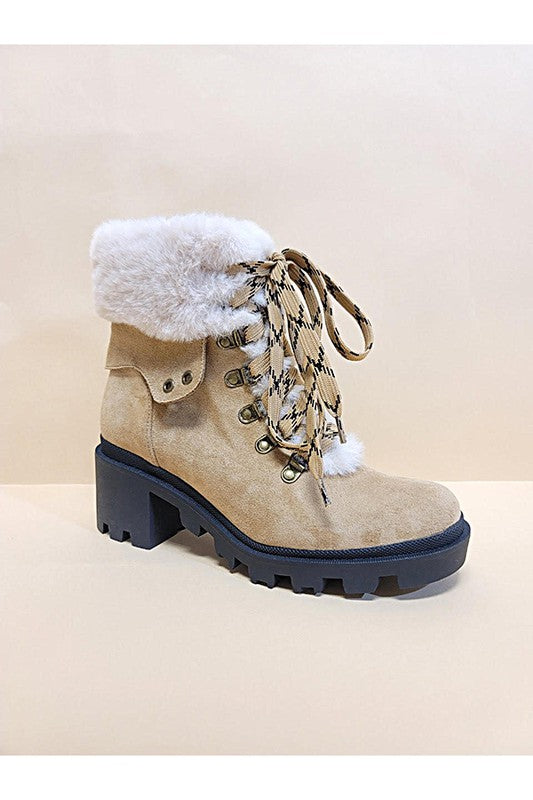 VINI-FUR COMBAT BOOTIES - Brenlee The  Boutique 