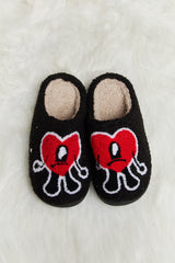 Bad Bunny Heart Print Plush Slippers