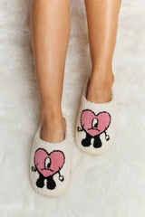 Bad Bunny Heart Print Plush Slippers