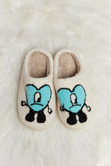 Bad Bunny Heart Print Plush Slippers