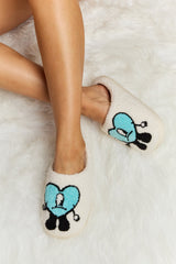 Bad Bunny Heart Print Plush Slippers