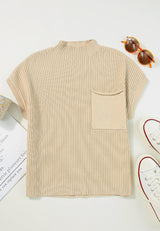 Mock Neck Sweater Vest with Chest Pocket