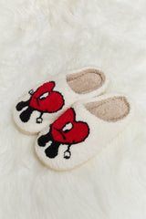 Bad Bunny Heart Print Plush Slippers