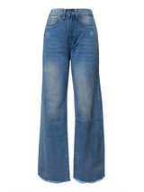 Raw Hem Wide Leg Jeans with Pockets