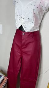 Cranberry leather pants