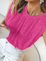 Sequin Round Neck Tank - Brenlee The  Boutique 