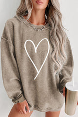 Heart Round Neck Dropped Shoulder Sweatshirt - Brenlee The  Boutique 