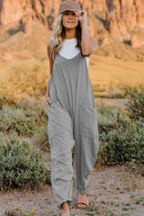 Double Take  V-Neck Sleeveless Jumpsuit with Pocket - Brenlee The  Boutique 