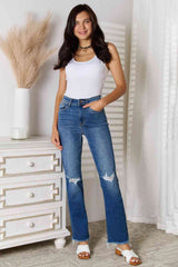 Judy Blue Full Size Distressed Raw Hem Jeans - Brenlee The  Boutique 