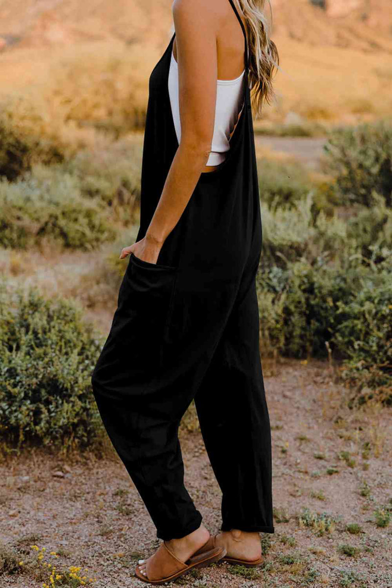 Double Take  V-Neck Sleeveless Jumpsuit with Pocket - Brenlee The  Boutique 