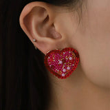 Sequin Heart Inlaid Bead Alloy Earrings - Brenlee The  Boutique 