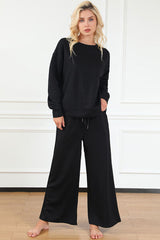 Double Take Full Size Textured Long Sleeve Top and Drawstring Pants Set - Brenlee The  Boutique 