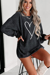 Heart Round Neck Dropped Shoulder Sweatshirt - Brenlee The  Boutique 