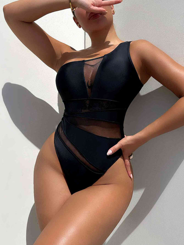 One-Shoulder Sleeveless One-Piece Swimsuit - Brenlee The  Boutique 