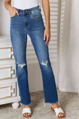 Judy Blue Full Size Distressed Raw Hem Jeans - Brenlee The  Boutique 