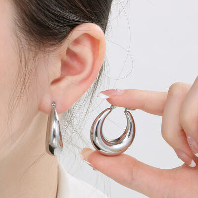 Stainless Steel Hinged Hoop Earrings - Brenlee The  Boutique 