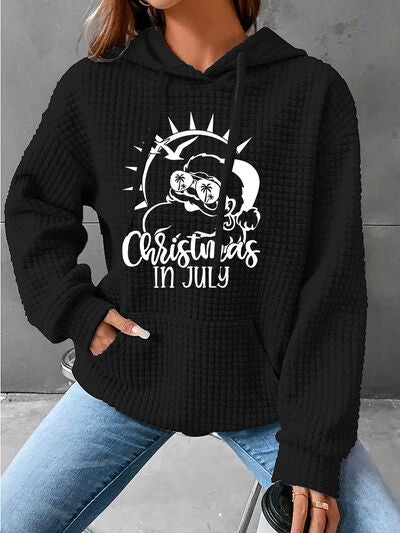 Full Size CHRISTMAS IN JULY Drawstring Long Sleeve Hoodie - Brenlee The  Boutique 