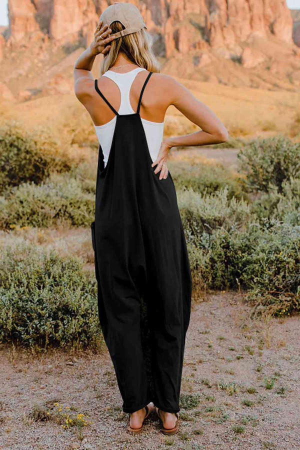 Double Take  V-Neck Sleeveless Jumpsuit with Pocket - Brenlee The  Boutique 