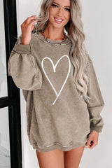 Heart Round Neck Dropped Shoulder Sweatshirt - Brenlee The  Boutique 