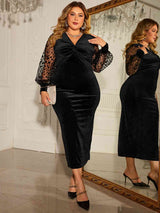 Plus Size Twist Front Lantern Sleeve Slit Dress - Brenlee The  Boutique 