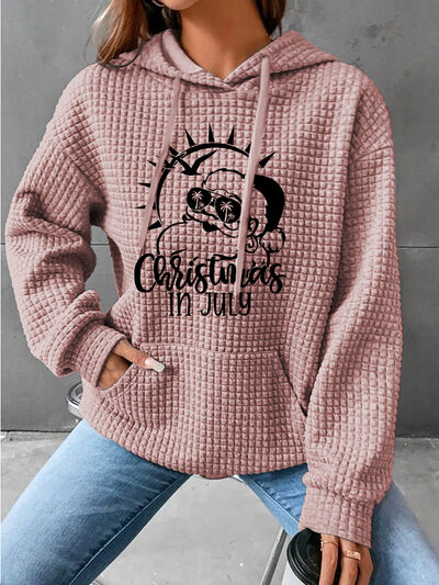 Full Size CHRISTMAS IN JULY Drawstring Long Sleeve Hoodie - Brenlee The  Boutique 