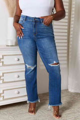 Judy Blue Full Size Distressed Raw Hem Jeans - Brenlee The  Boutique 