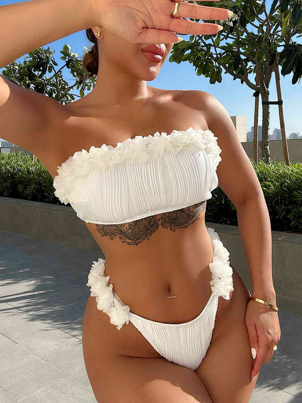 Applique Tie Back Two-Piece Bikini Set - Brenlee The  Boutique 