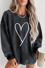 Heart Round Neck Dropped Shoulder Sweatshirt - Brenlee The  Boutique 